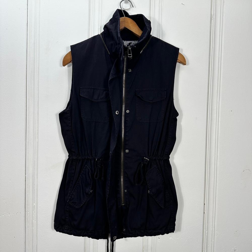 Velvet Graham & Spencer Utility Vest Womens Medium Navy Blue Excellent Faux Fur